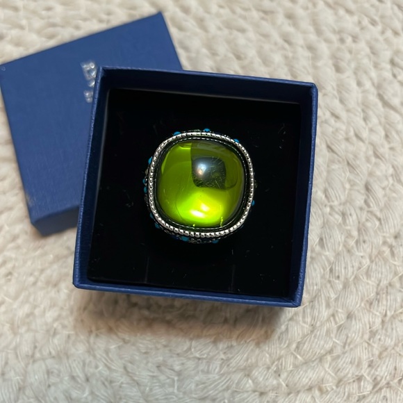 Lia Sophia Jewelry - Lia Sophia Green & Silver Rhinestone Statement Ring Size 6
